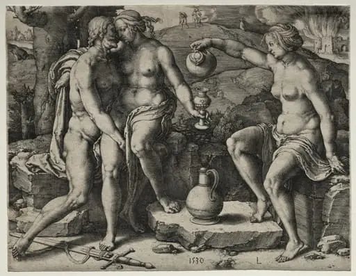 Lot and His Daughters, by Lucas van Leyden