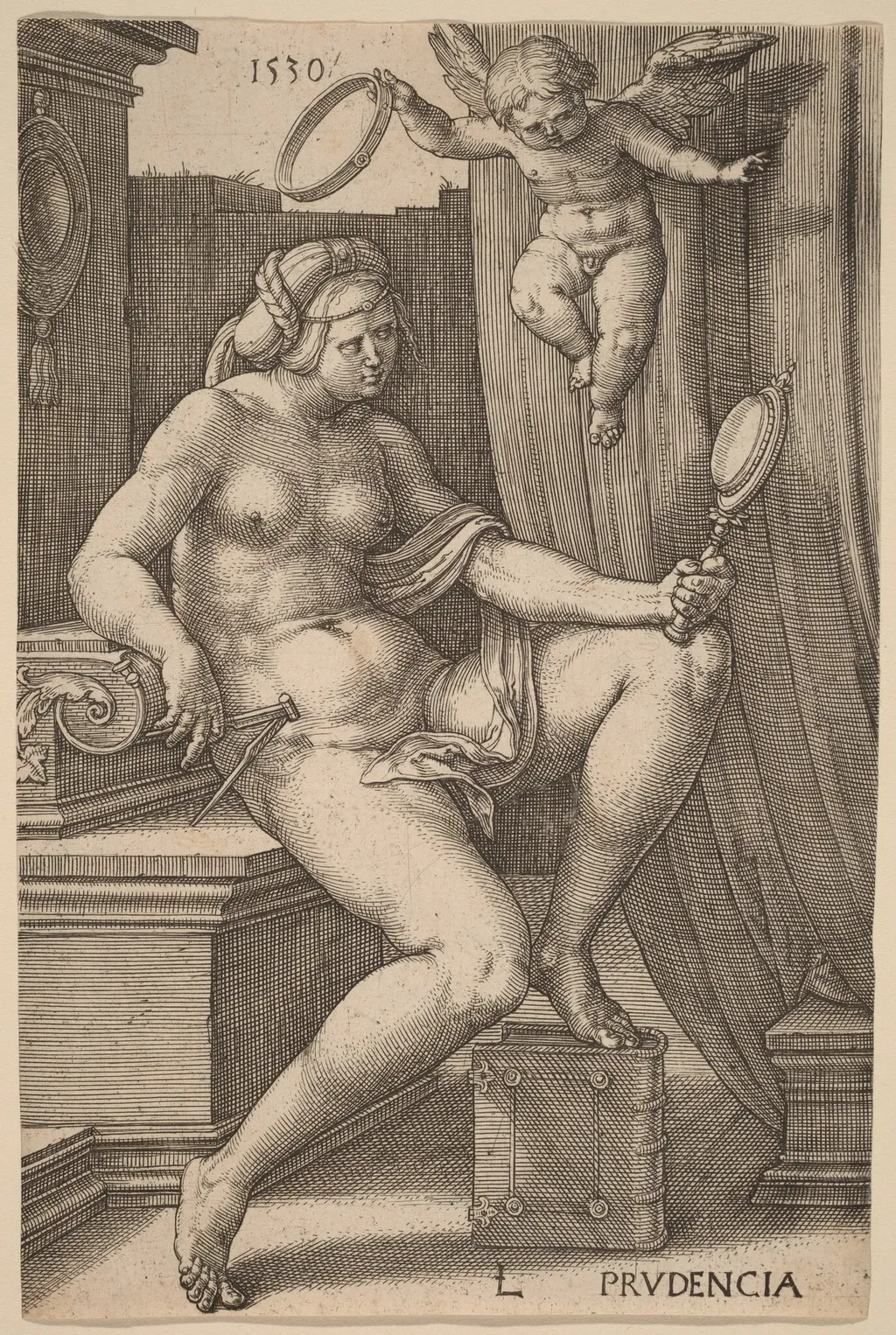 Prudencia (Prudence), by Lucas van Leyden, ink, 1530