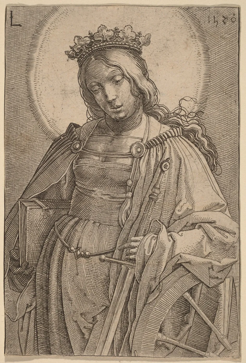 Saint Catherine, by Lucas van Leyden, ink, 1520