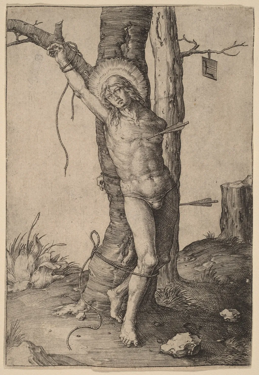 Saint Sebastian, by Lucas van Leyden, ink, 1510