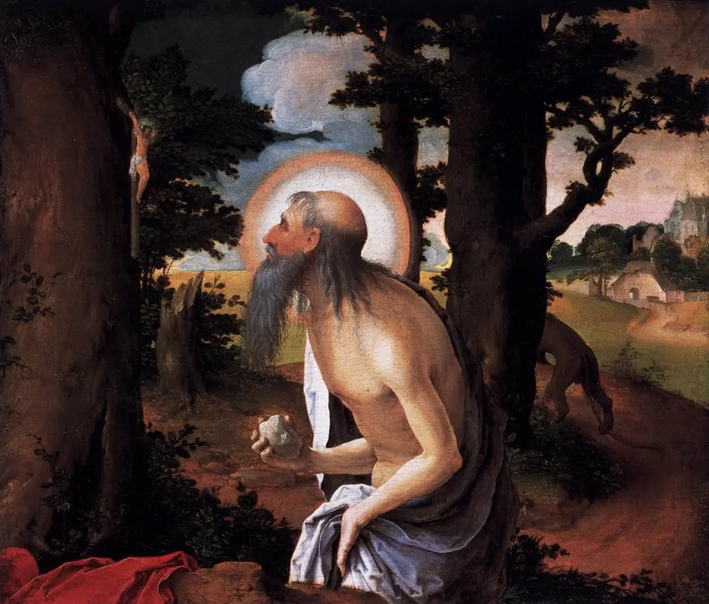 St Jerome Penitent., by Lucas van Leyden