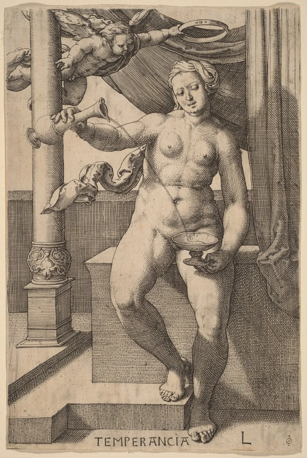 Temperancia (Temperance), by Lucas van Leyden, ink, 1530