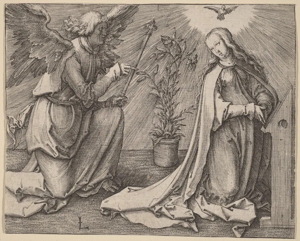 The Annunciation, by Lucas van Leyden, ink, 1516