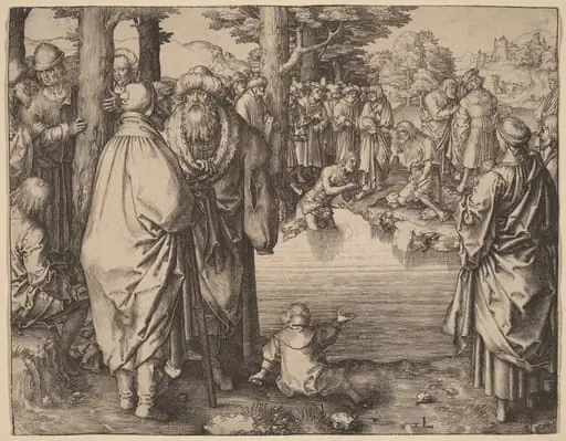 The Baptism of Christ in the Jordan, by Lucas van Leyden