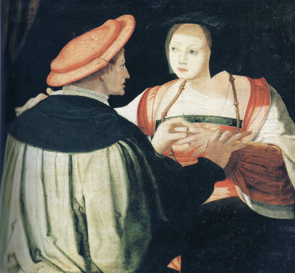 The Engagement, by Lucas van Leyden, oil, 1527