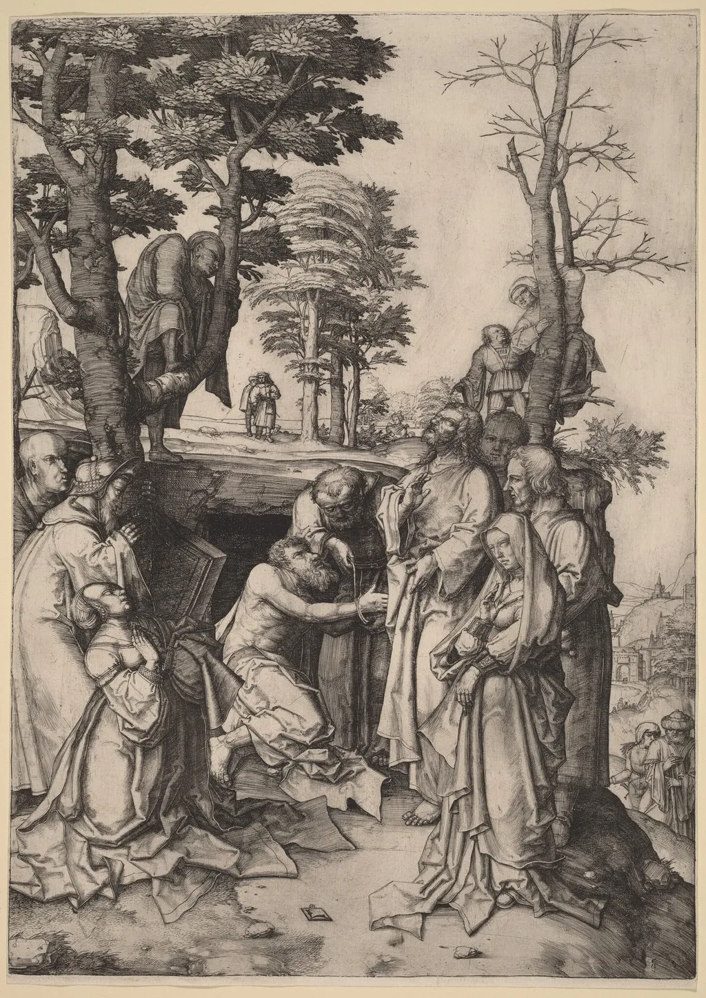 The Raising of Lazarus, by Lucas van Leyden, ink, 1508