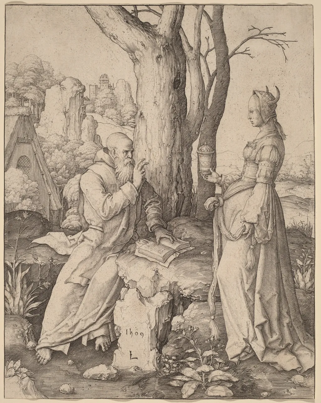 The Temptation of Saint Anthony, by Lucas van Leyden, ink, 1509