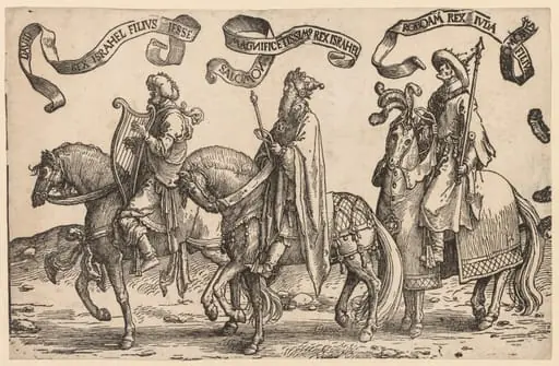 The Twelve Kings of Israel:  David, Solomon, Rehoboam, by Lucas van Leyden
