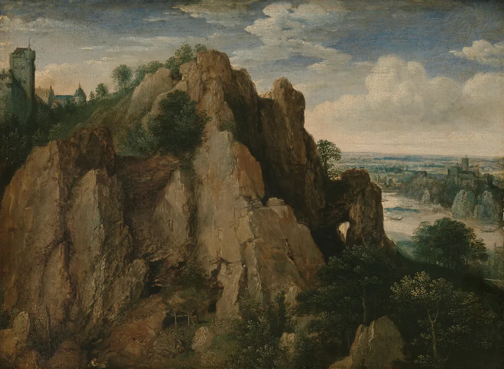 Mountainous landscape, by Lucas van Valckenborch, oil, 1592