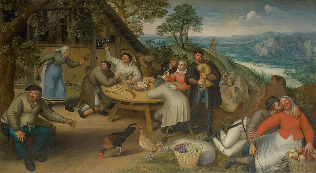 Peasant tavern, by Lucas van Valckenborch, oil, 1596
