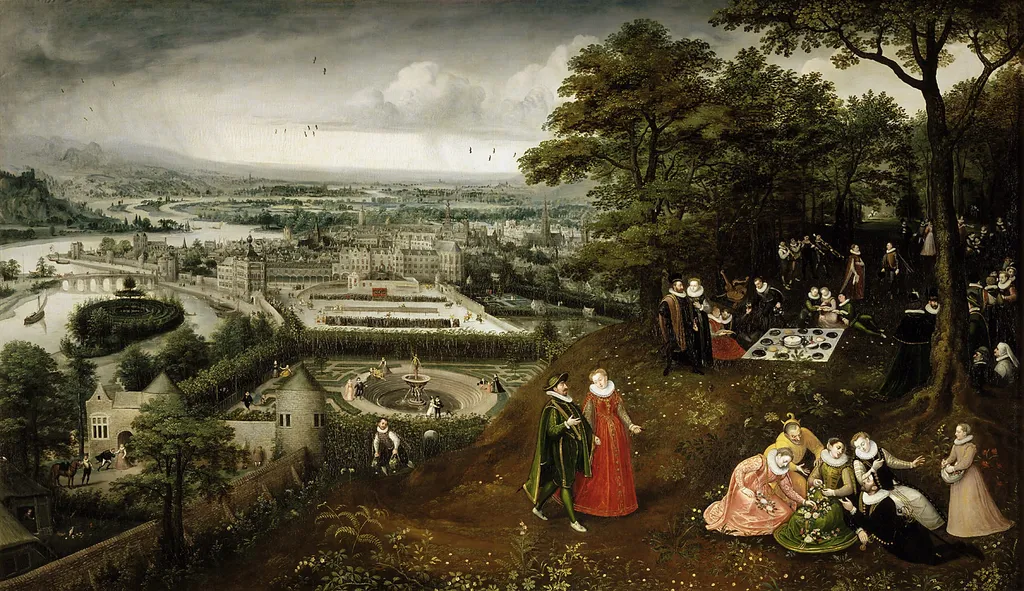 Spring Landscape (Representation of the month of May), by Lucas van Valckenborch, oil, 1594