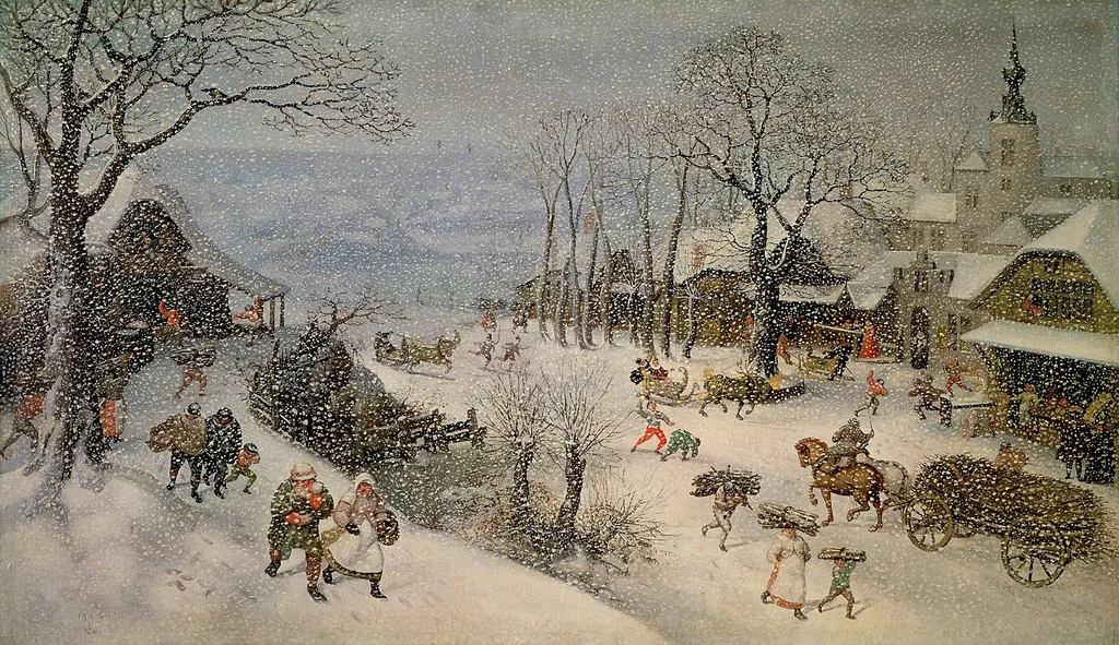 Winter landscape (January or February), by Lucas van Valckenborch, oil, 1594