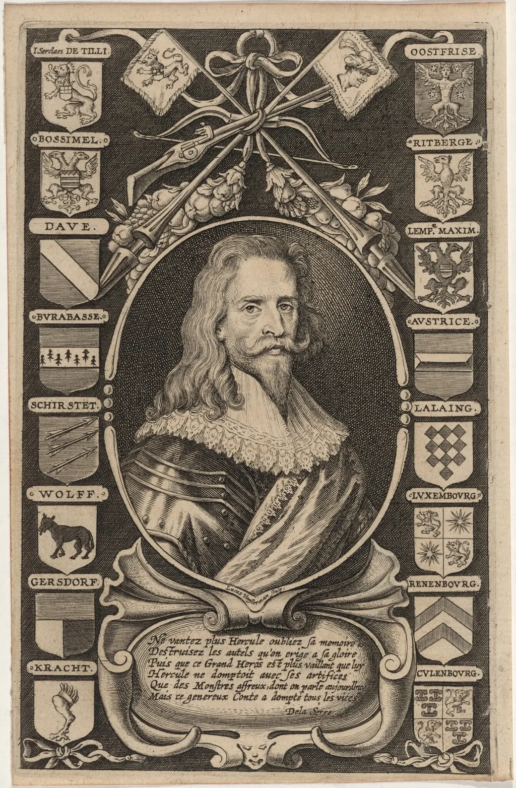 Johann Tzerklas, Count of Tilly, by Lucas Vorsterman II, ink, 1635