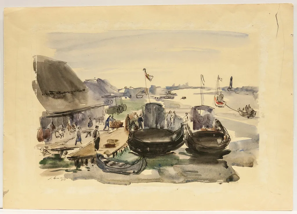 Încărcarea peștelui la Tulcea (la cherhana), by Lucia Cosmescu, 1950