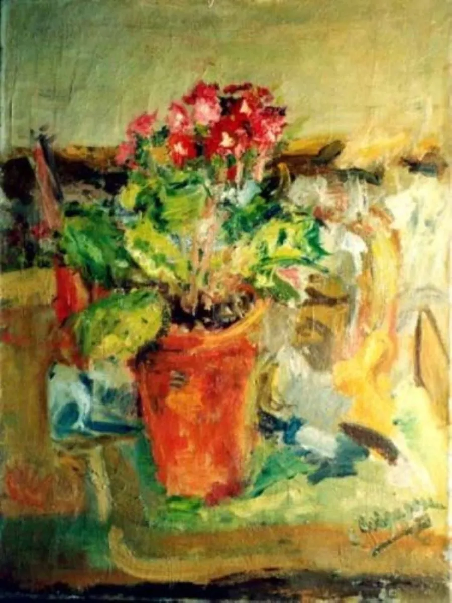 Ghiveci cu flori roșii, by Lucian Grigorescu, unspecified, 1939