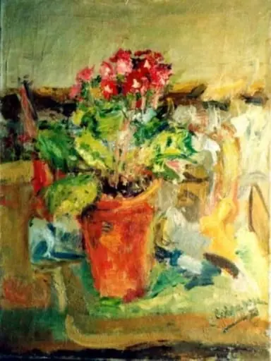 Ghiveci cu flori roșii, by Lucian Grigorescu