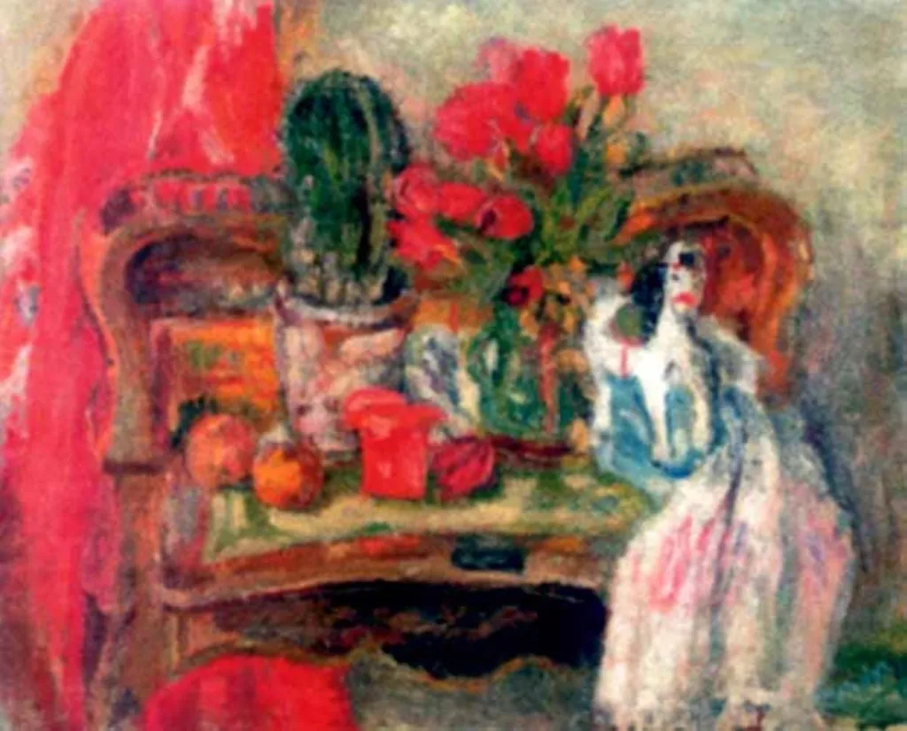 Interior (Natură statică cu figurină și joben galben), by Lucian Grigorescu, unspecified