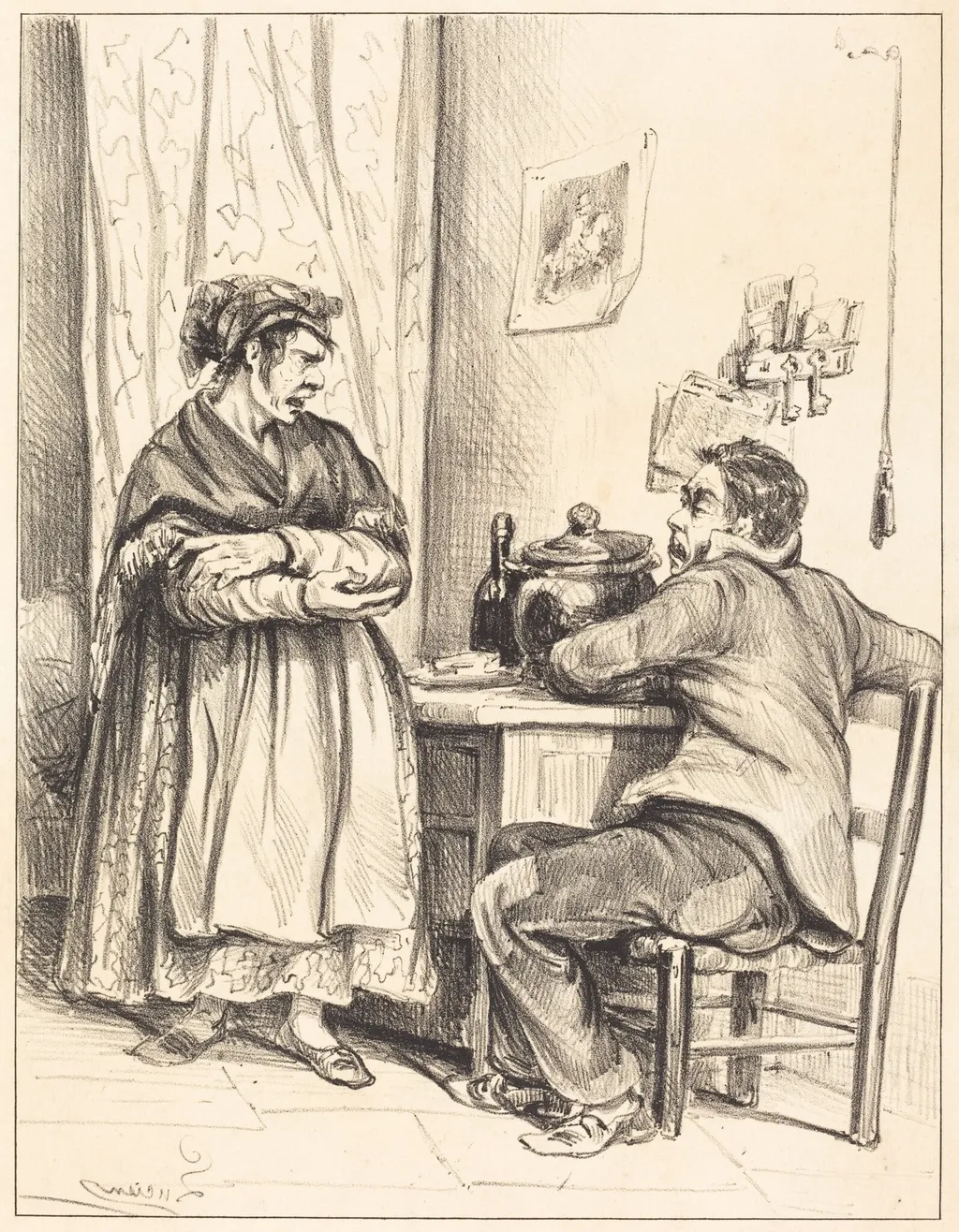 Domestic Dispute, by Lucien, ink, 1840