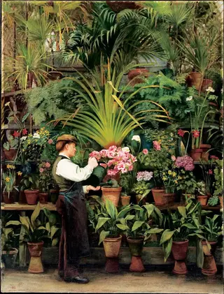 Flower Composition with Figure, Logan Greenhouse