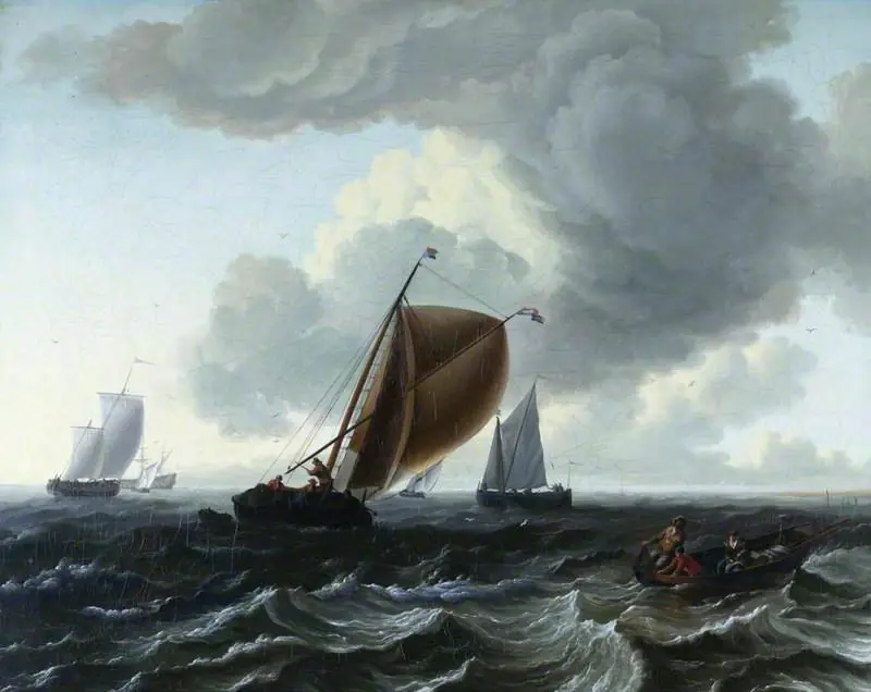 Fishing Boats: A Roughish Sea, by Ludolf Bakhuizen