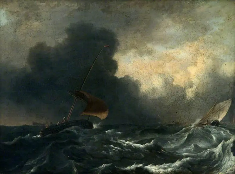 Fishing Boats off the Coast in a Gale, by Ludolf Bakhuizen
