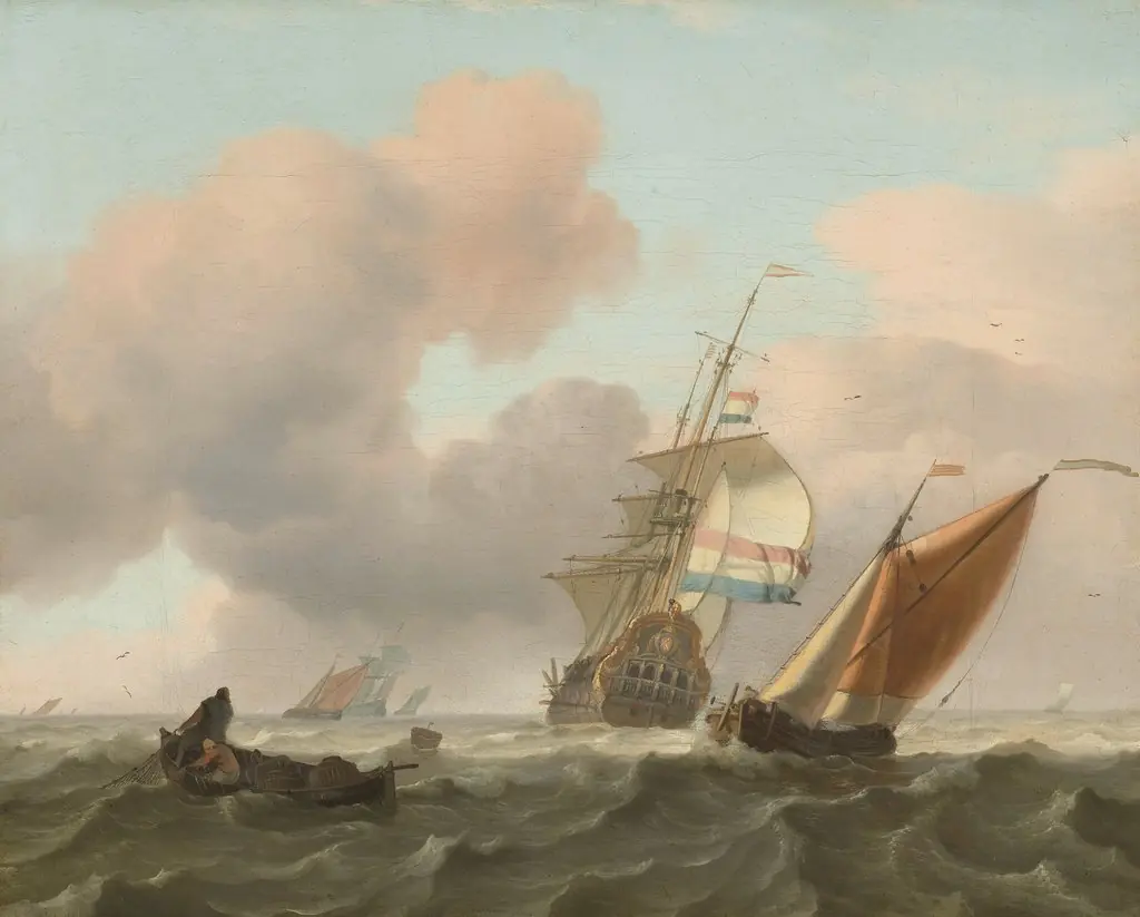 Rough sea with Ships, by Ludolf Bakhuizen