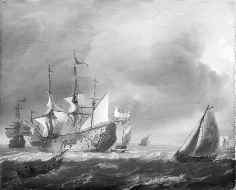 Seascape with Dutch Men-of-War and Fishing Boats, by Ludolf Bakhuizen