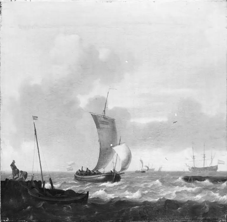 Ships off a Harbour, by Ludolf Bakhuizen