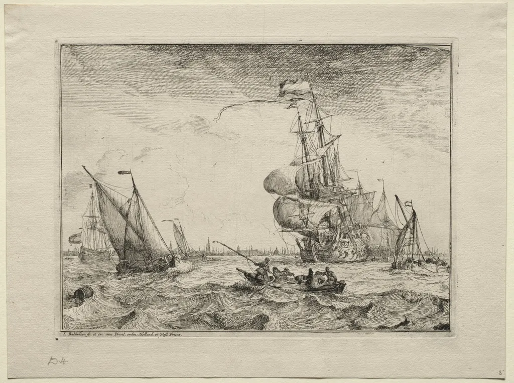Ships Under Full Sail, by Ludolf Bakhuizen, 1701