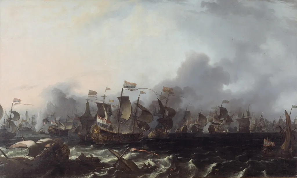 The Four Day's Battle, 11-14 June 1666, by Ludolf Bakhuizen, oil, 1694