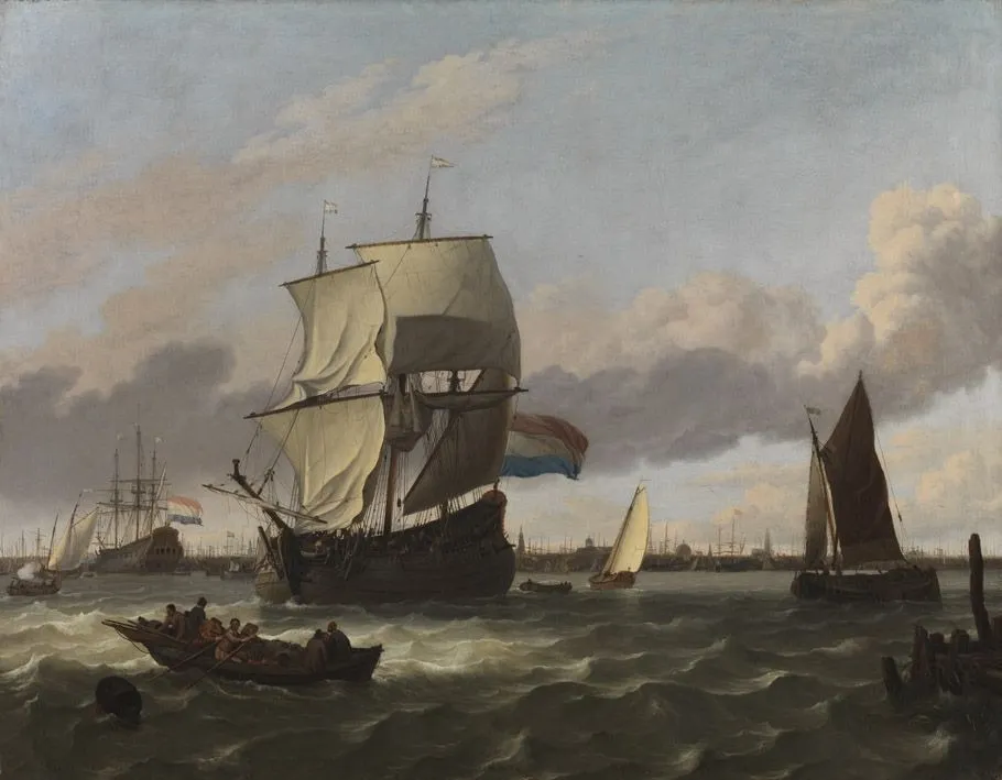 The Harbour of Amsterdam, by Ludolf Bakhuizen, oil, 1699