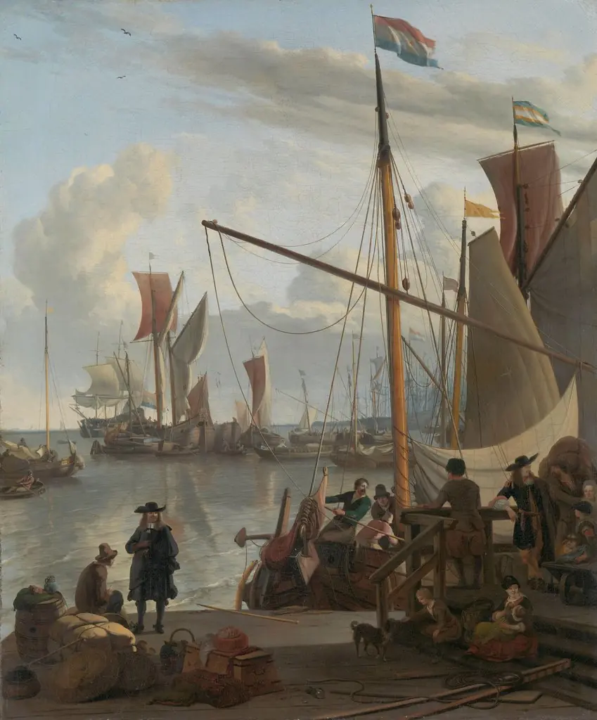 The Y at Amsterdam, seen from the Mosselsteiger (mussel pier), by Ludolf Bakhuizen