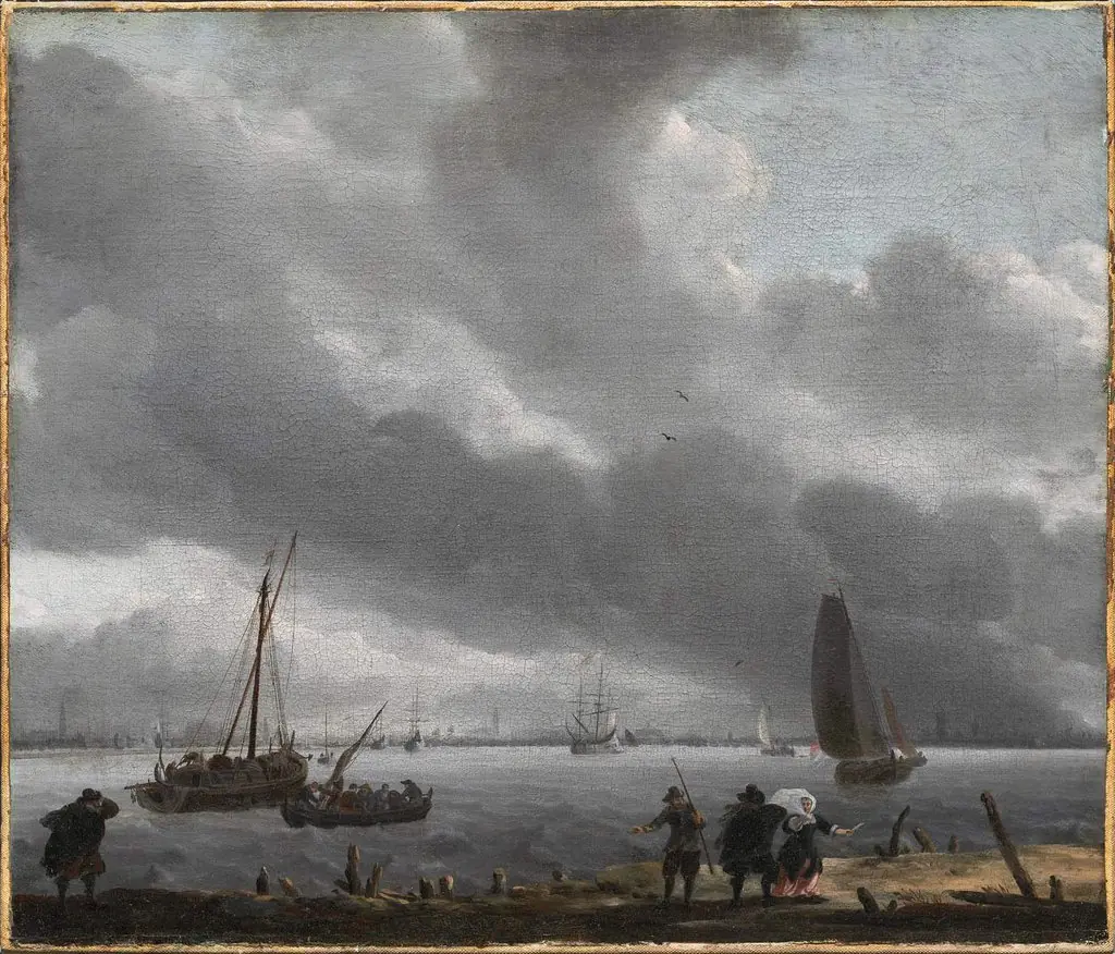View across the River Y toward Amsterdam, by Ludolf Bakhuizen
