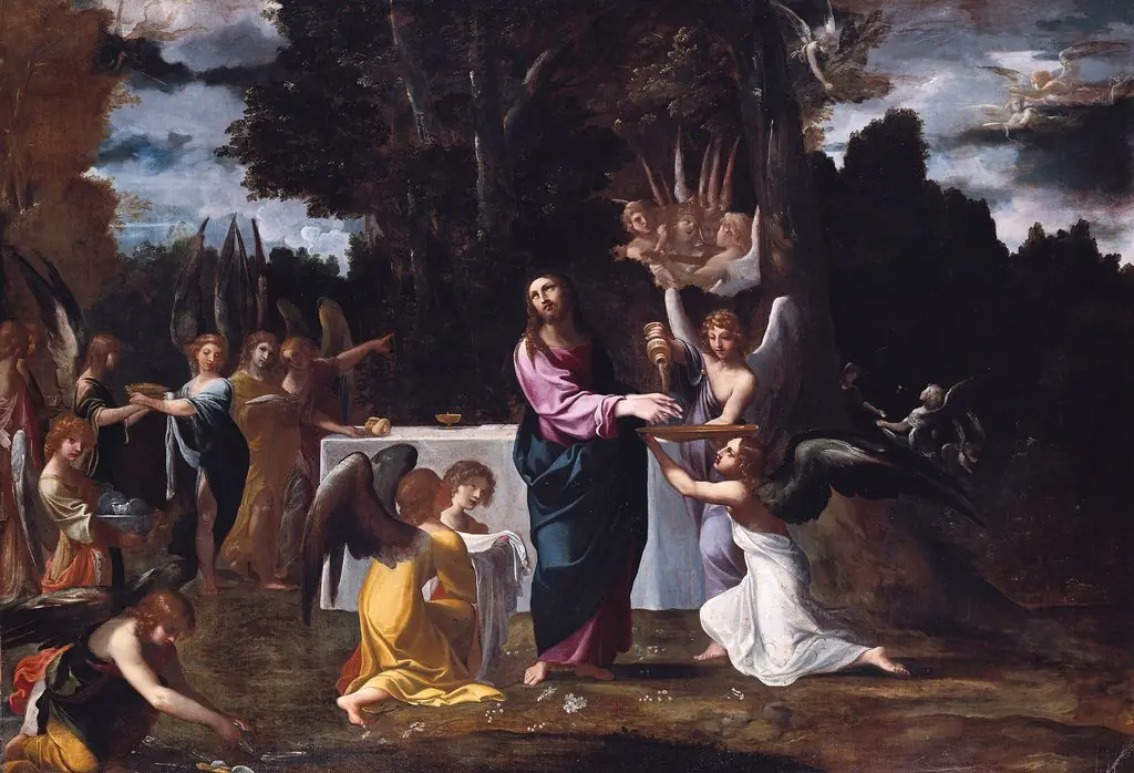 Christ in the Wilderness, Served by Angels, by Ludovico Carracci