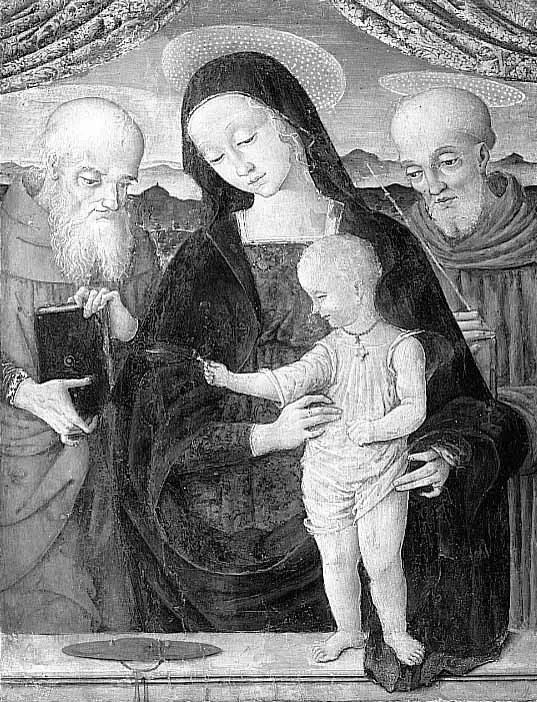 The Virgin with Child and two Saints, by Ludovico di Angelo Mattioli, paint, 1493