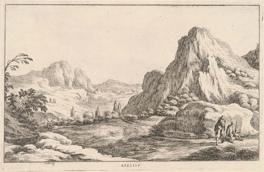 Aprilis (April), by Ludovico Mattioli, ink, 1601