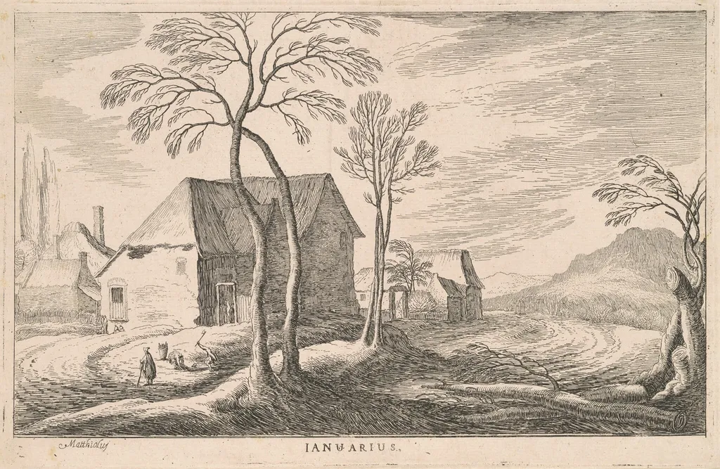 Januarius (January), by Ludovico Mattioli, ink, 1601
