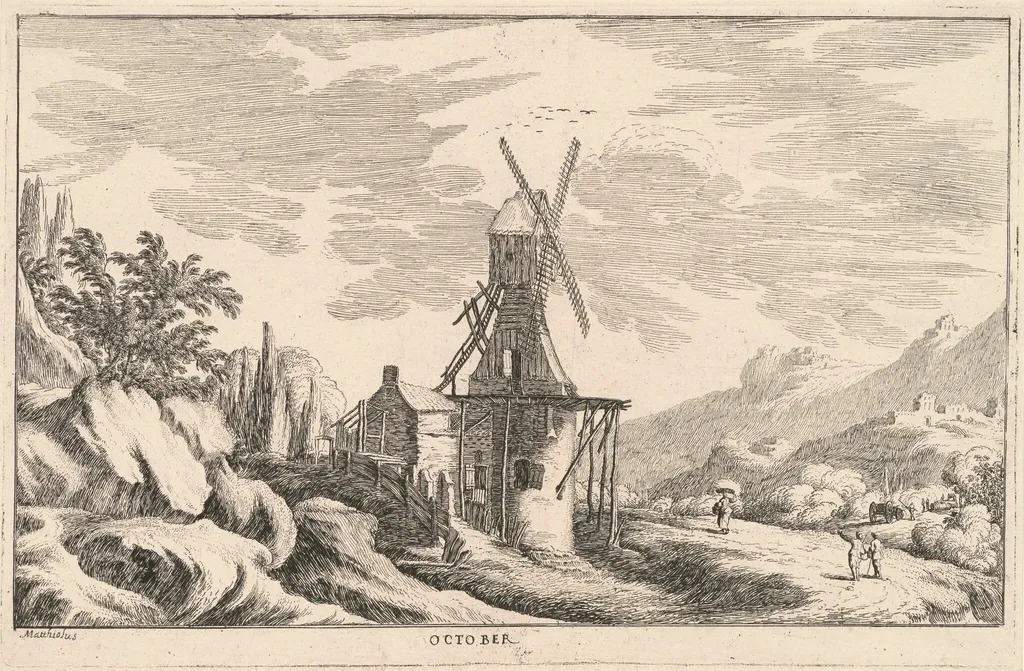 October, by Ludovico Mattioli, ink, 1601