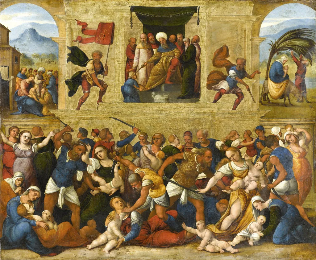 Massacre of the Innocents in Bethlehem, by Ludovico Mazzolino, oil, 1520