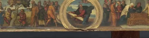 Moses and the Tablets of the Law, the Curse of the Withered Fig Tree, and the Widow's Mite, by Ludovico Mazzolino