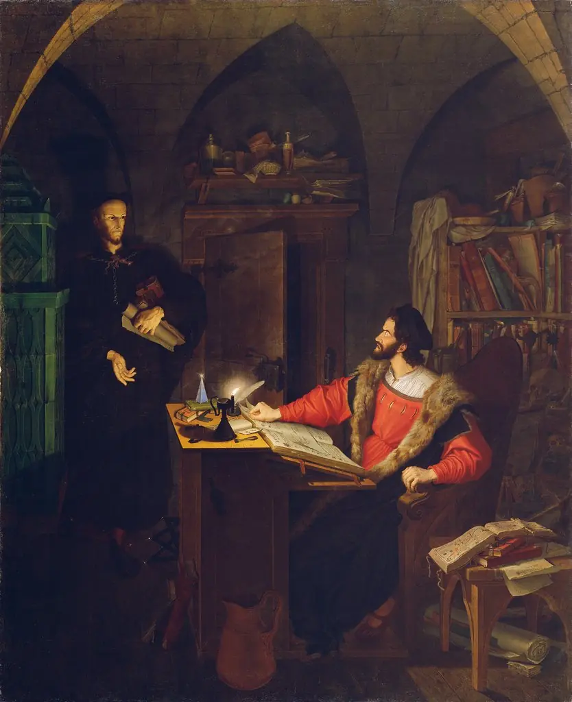 Faust und Mephisto in der Studierstube, by Ludwig Ferdinand Schnorr von Carolsfeld