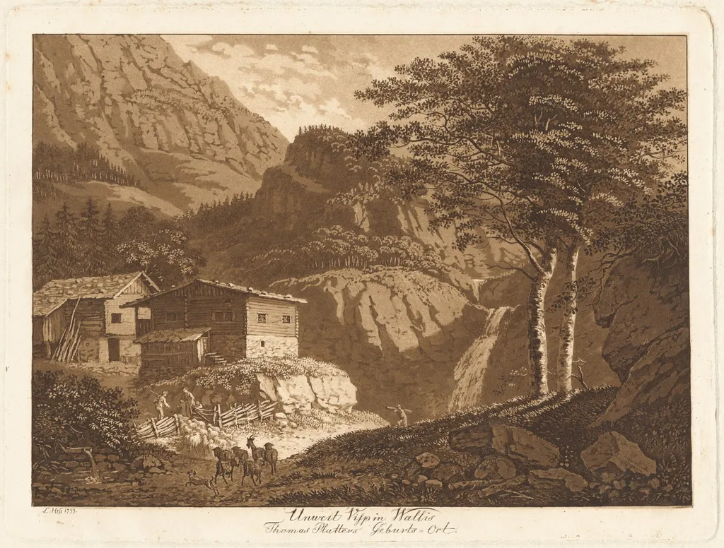 Unweit Visp in Wallis, by Ludwig Hess, ink