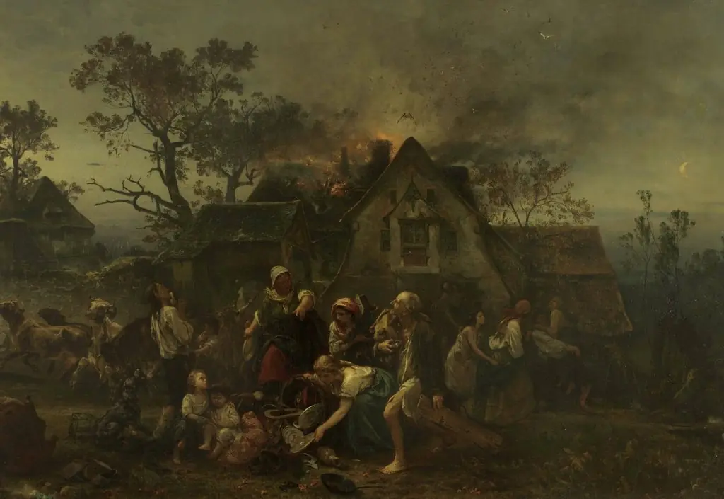 Fire on the Farm, by Ludwig Knaus
