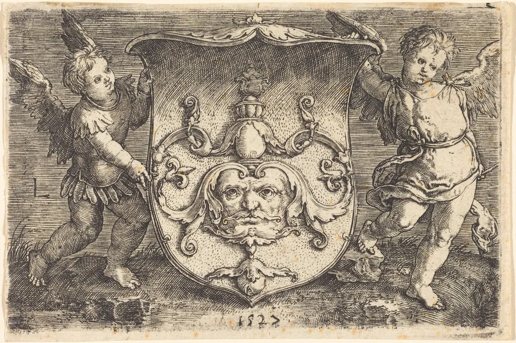 Shield with Mascaron, by Ludwig Krug, ink, 1510