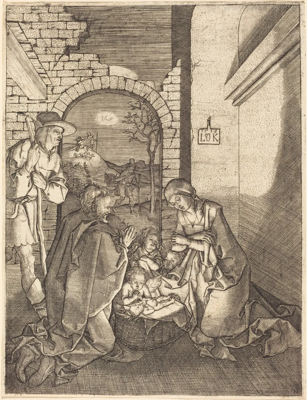 The Nativity, by Ludwig Krug, ink, 1516
