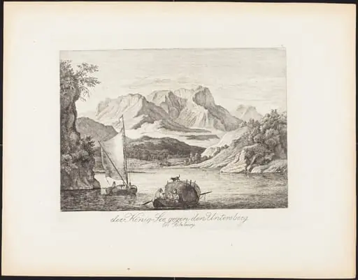 Der König-See gegen den Untersberg bei Salzburg (Königsee toward the Untersberg near Salzburg), by Ludwig Richter