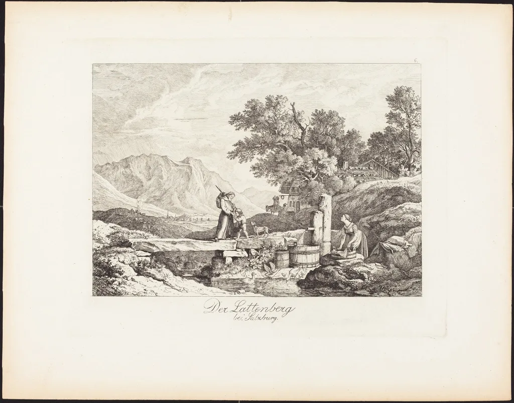 Der Lattenberg bei Salzburg (The Lattenberg near Salzburg), by Ludwig Richter, ink, 1830