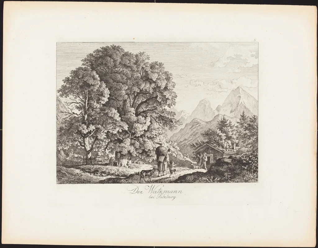 Der Watzmann bei Salzburg (The Watzmann near Salzburg), by Ludwig Richter, ink, 1830