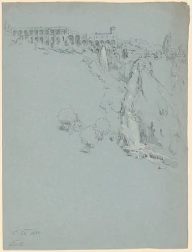 The Waterfall at Tivoli with the Villa of Maecenas, by Ludwig Thiersch