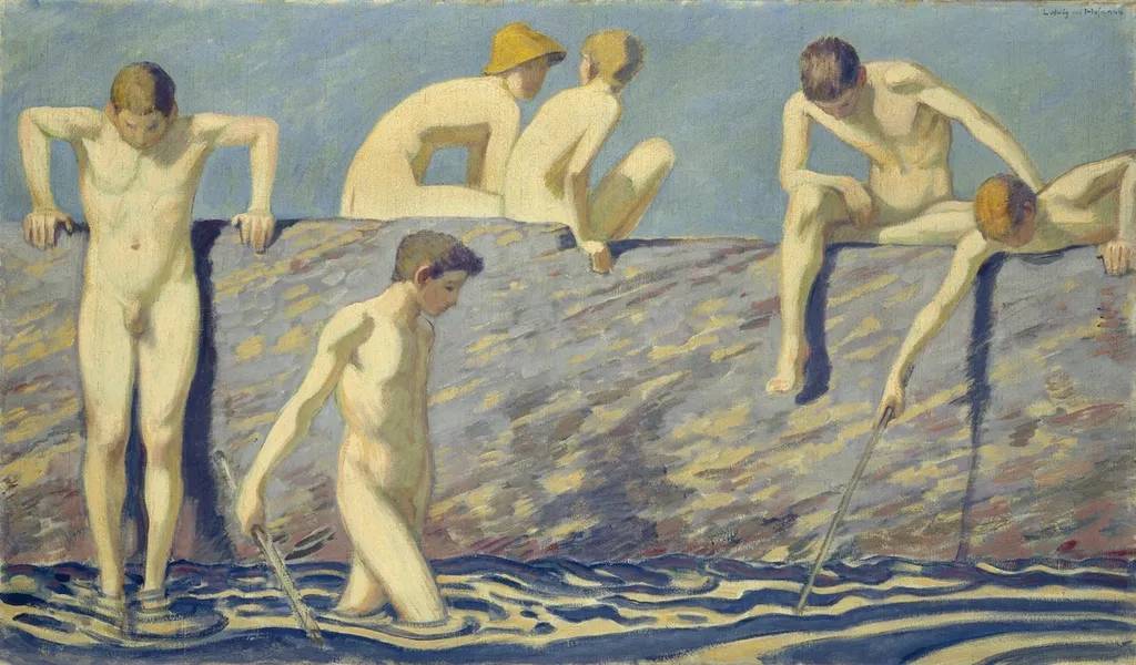 Badende Knaben, by Ludwig von Hofmann, oil, 1908